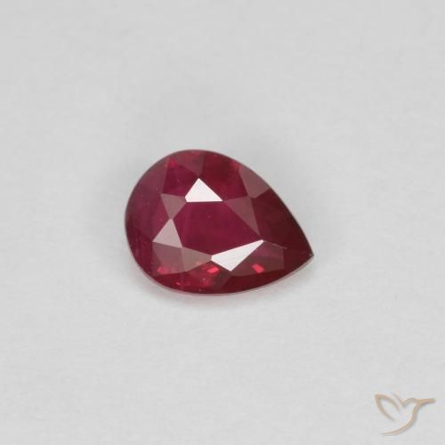 Rubi Vermelho escuro Natural 0.30ct, Formato de pêra, VS-SI