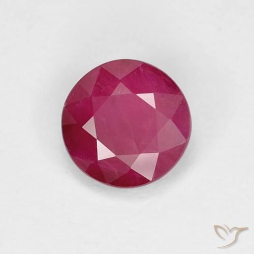 Rubi Vermelho rosado Natural 0.76ct, Redondo, VS-SI