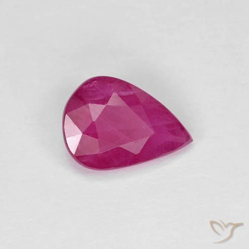 Rubi vermelho médio Natural 0.86ct, Formato de pêra, VS
