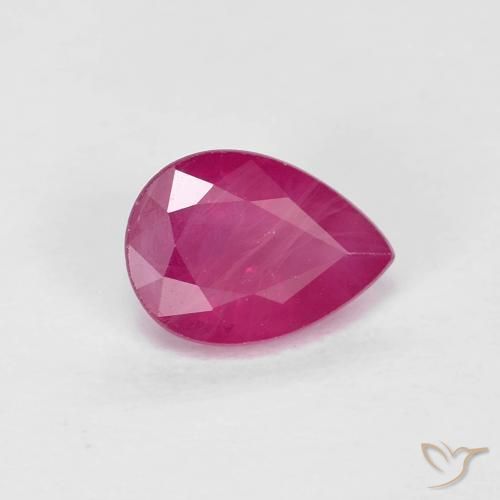 Rubi Vermelho rosado Natural 0.94ct, Formato de pêra, VS