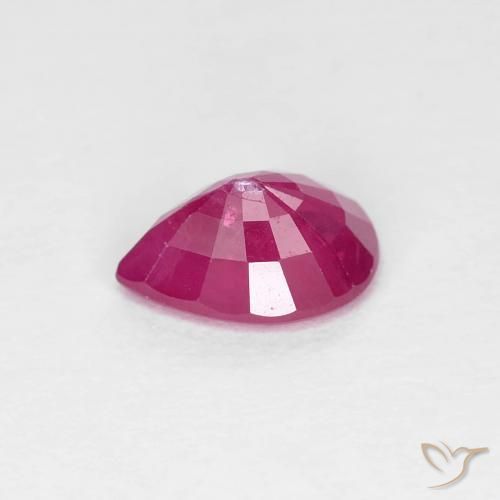 Rubi Vermelho rosado Natural 0.94ct, Formato de pêra, VS