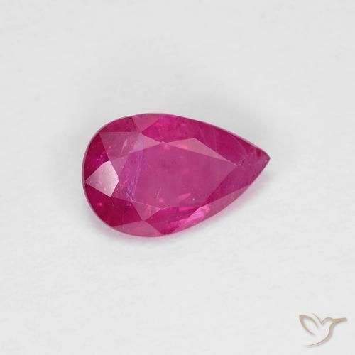 Rubi Luz vermelha Natural 0.71ct, Formato de pêra, VS