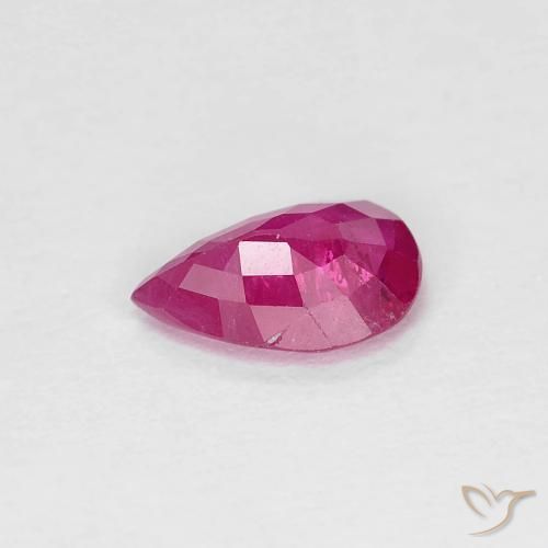 Rubi Luz vermelha Natural 0.71ct, Formato de pêra, VS