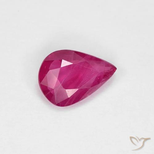Rubi rosa avermelhado Natural 0.73ct, Formato de pêra, VS