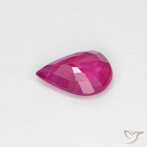 Rubi rosa avermelhado Natural 0.73ct, Formato de pêra, VS