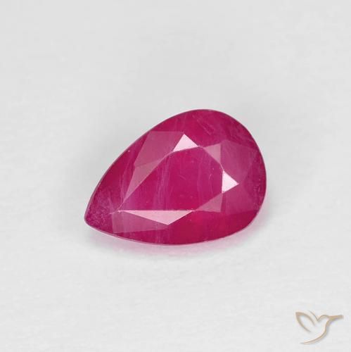 0.86ct Natural rosa avermelhado Rubi, Formato de pêra, VS