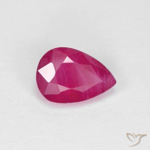Rubi rosa avermelhado Natural 0.86ct, Formato de pêra, VS
