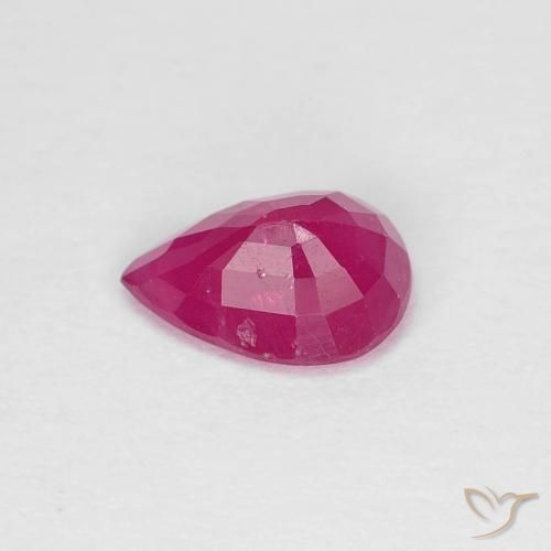 Rubi rosa avermelhado Natural 0.86ct, Formato de pêra, VS