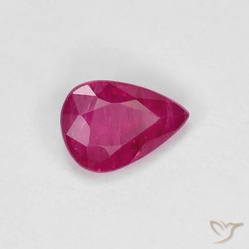0.84ct Natural Vermelho rosado Rubi, Formato de pêra, VS