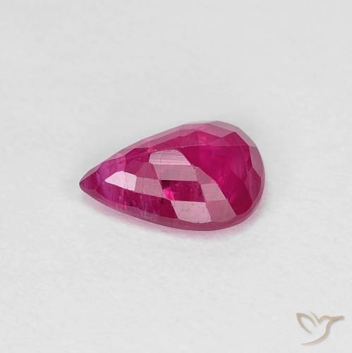 Rubi Vermelho rosado Natural 0.84ct, Formato de pêra, VS