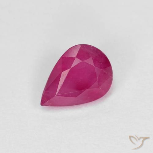 Rubi rosa avermelhado Natural 0.96ct, Formato de pêra, VS