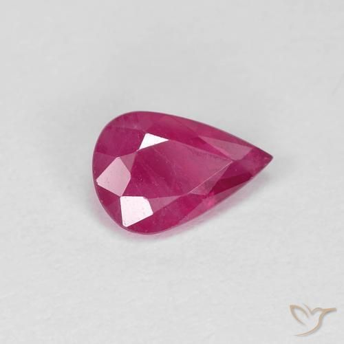 Rubi rosa avermelhado Natural 0.70ct, Formato de pêra, VS