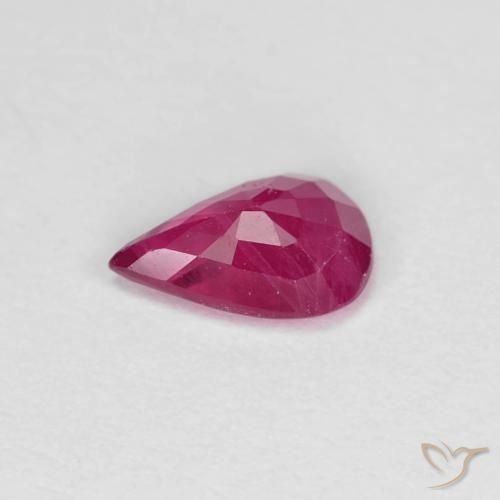 Rubi rosa avermelhado Natural 0.70ct, Formato de pêra, VS