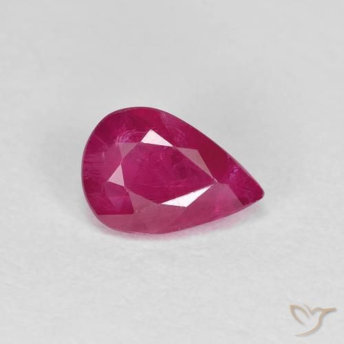 0.79ct Natural Vermelho rosado Rubi, Formato de pêra, VS