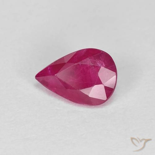 Rubi Vermelho rosado Natural 0.79ct, Formato de pêra, VS