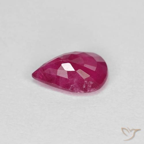 Rubi Vermelho rosado Natural 0.79ct, Formato de pêra, VS