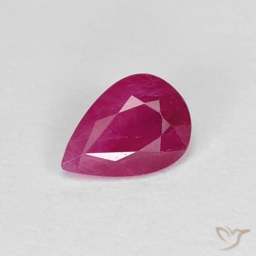 0.95ct Natural vermelho médio Rubi, Formato de pêra, VS