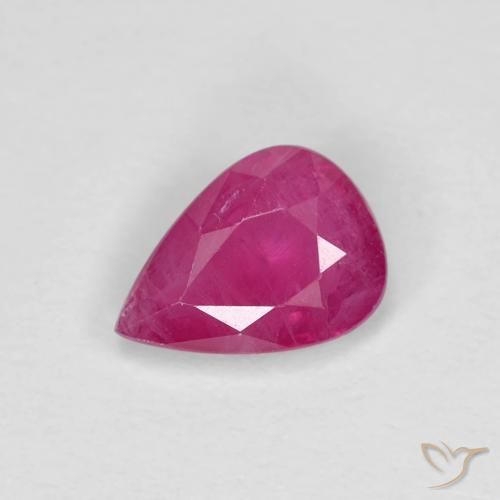 0.78ct Natural Vermelho rosado Rubi, Formato de pêra, VS