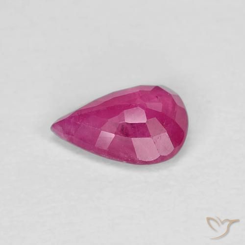 Rubi Vermelho rosado Natural 0.78ct, Formato de pêra, VS