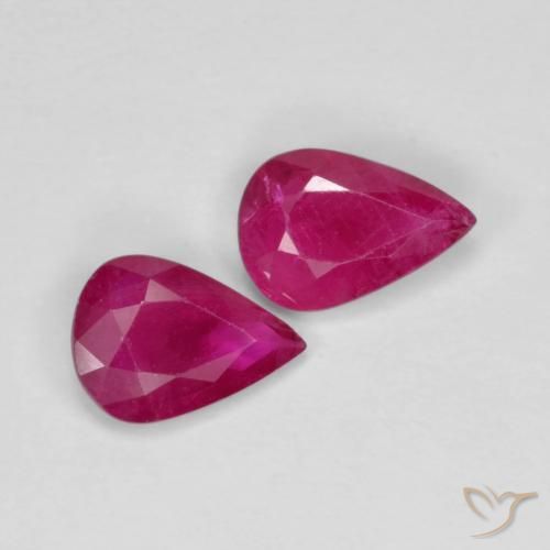 Pedras preciosas de Rubi Vermelho rosado natural de 1.22 ct, Formato de pêra, VS