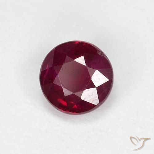 Rubi Vinho vermelho Natural 0.44ct, Redondo, VS