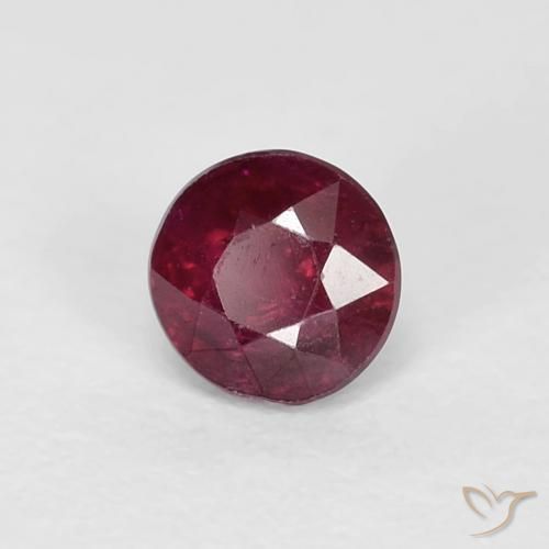 Rubi Vinho vermelho Natural 0.40ct, Redondo, VS-SI