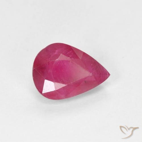 Rubi Vermelho rosado Natural 0.96ct, Formato de pêra, VS-SI