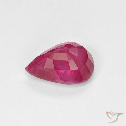 Rubi Vermelho rosado Natural 0.96ct, Formato de pêra, VS-SI