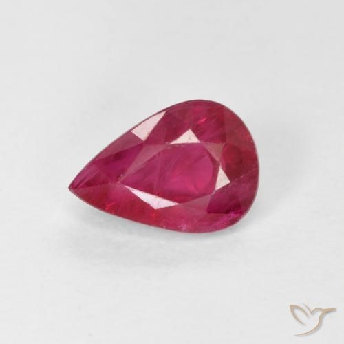 0.92ct Natural Vermelho rosado Rubi, Formato de pêra, VS-SI