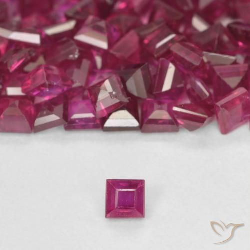 0.09ct Natural Vermelho escuro Rubi, Quadrado, VS