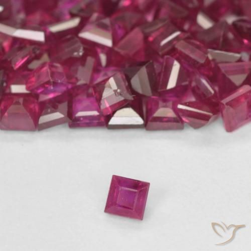 Rubi Vermelho escuro Natural 0.09ct, Quadrado, VS