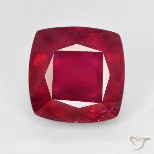 6,56 quilates Rubi lapidado em almofada, 9,8 x 9,8 mm de Madagascar, Photo A