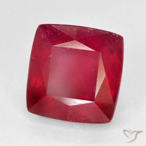 Rubi Vermelho escuro Natural 7.67ct, Almofada, VS
