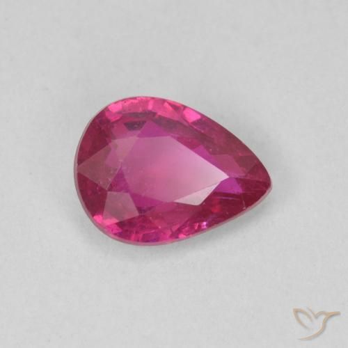 Rubi Luz vermelha Natural 0.81ct, Formato de pêra, SI
