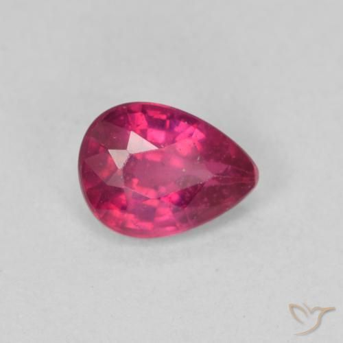Rubi Luz vermelha Natural 0.95ct, Formato de pêra, VS