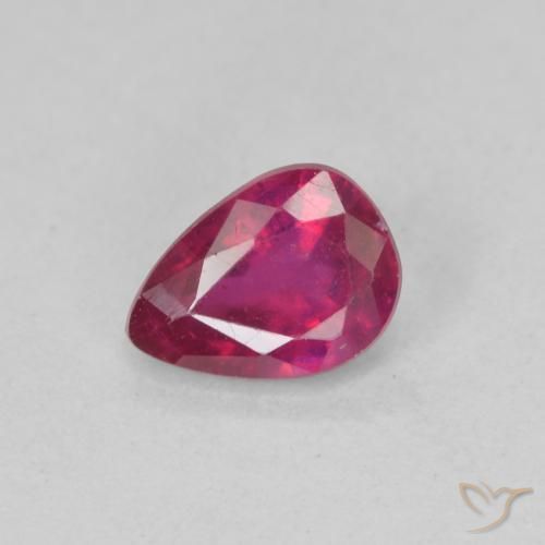 0.93ct Natural Luz vermelha Rubi, Formato de pêra, VS-SI