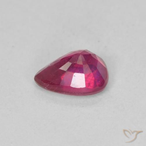 Rubi Luz vermelha Natural 0.93ct, Formato de pêra, VS-SI