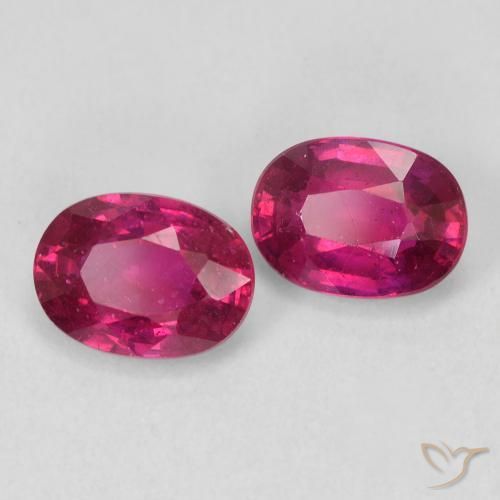 Pedras preciosas de Rubi vermelho médio natural de 2.44 ct, oval, VS