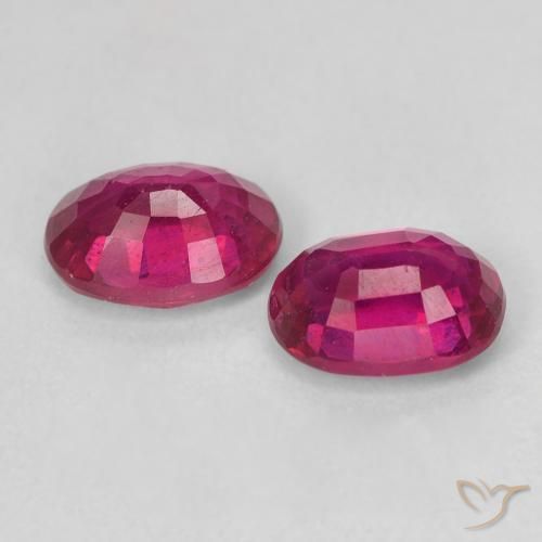 Pedras preciosas de Rubi vermelho médio natural de 2.44 ct, oval, VS