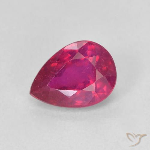 1,11 quilates Rubi lapidado em pêra, 7 x 5,1 mm de Madagascar, Photo A