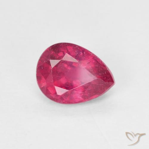 Rubi Vermelho rosado Natural 0.90ct, Formato de pêra, VS
