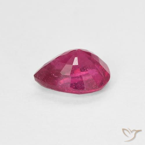 Rubi Vermelho rosado Natural 0.90ct, Formato de pêra, VS