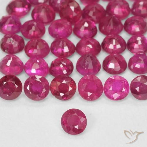 Rubi Vermelho rosado Natural 0.14ct, Redondo, VS-SI