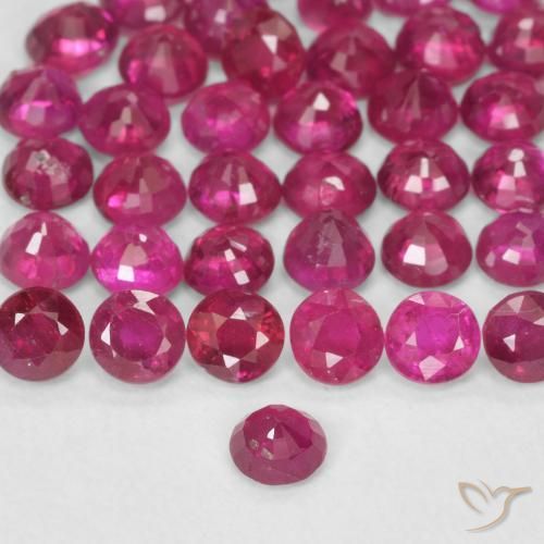 Rubi Vermelho rosado Natural 0.14ct, Redondo, VS-SI
