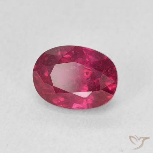 Rubi rosa avermelhado Natural 1.54ct, oval, VS