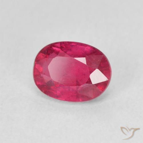 Rubi rosa avermelhado Natural 1.18ct, oval, VS