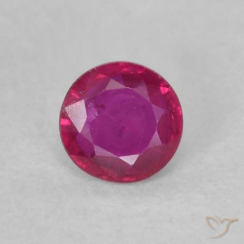 Rubi de corte redondo solto de 0,14 ct, 3,4 mm de Mianmar, Photo A