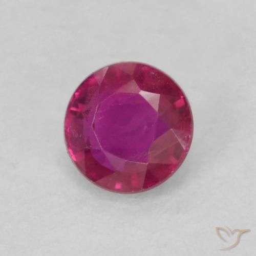 Rubi Vermelho rosado Natural 0.20ct, Redondo, VS