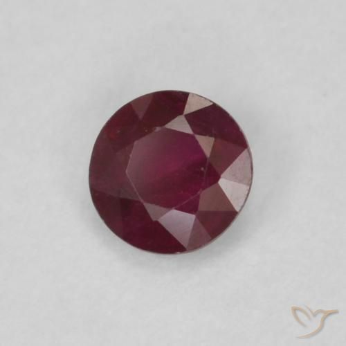 Rubi Vinho vermelho Natural 0.25ct, Redondo, VS
