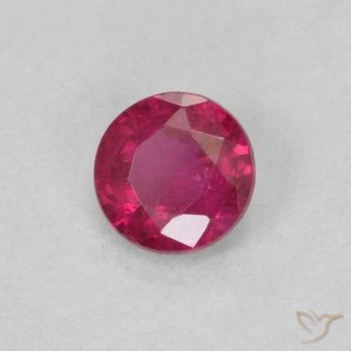 Rubi Vermelho rosado Natural 0.17ct, Redondo, VS